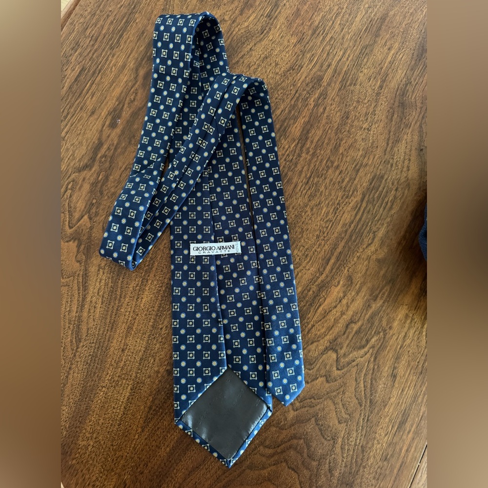 Giorgio Armani Navy Geometric Silk Tie